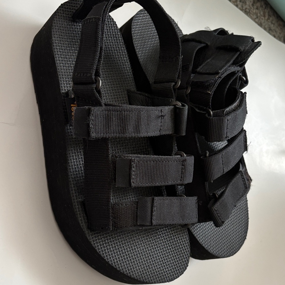 Black Strappy Platform Sport Sandals